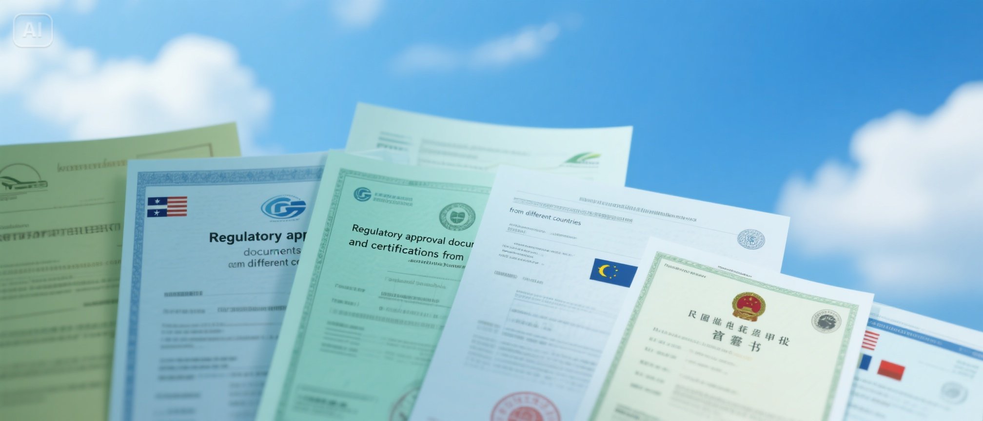 Global Regulatory Compliance - YSH Group Various international regulatory certificates displayed against a blue sky.