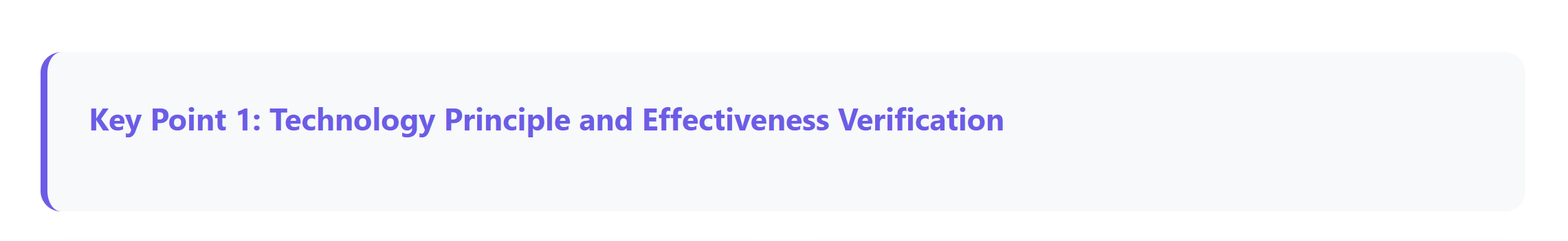 Key Point 1: Technology Principle and Effectiveness Verification - YSH Group Header displaying "Key Point 1: Technology Principle and Effectiveness Verification"